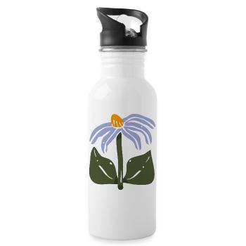 Stylized Wildflower - Water bottle with straw - white - Right