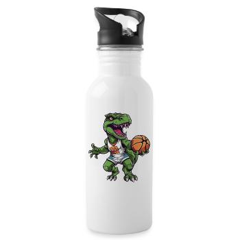 Basket-ball dinosaure T-Rex joueur de basket-ball - Gourde avec paille intégrée - blanc - Droite