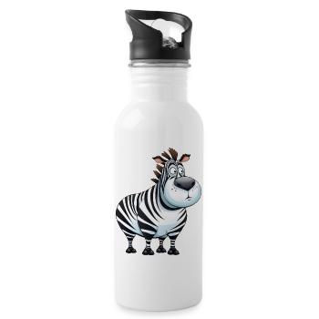 Molliges Zebra - dicke Tiere - Trinkflasche mit integriertem Trinkhalm - Weiß - Rechts
