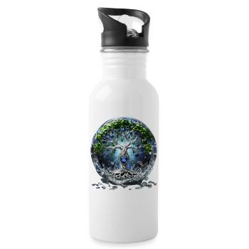 Light and shadow: the mystical Tree of Life. - Water bottle with straw - white - Right