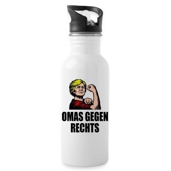 Omas gegen rechts - Trinkflasche mit integriertem Trinkhalm - Weiß - Rechts