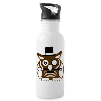 Sir hibou chapeau haut de forme monocle verres riches M. - Gourde avec paille intégrée - blanc - Droite