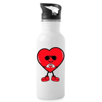 Bande dessinée Coeur - Gourde avec paille intégrée - blanc - Droite
