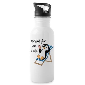 Urlaub für die Seele - Trinkflasche mit integriertem Trinkhalm - Weiß - Rechts