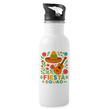 Fiesta Squad – Bunte Partystimmung im Mexiko Style - Trinkflasche mit integriertem Trinkhalm - Weiß - Rechts