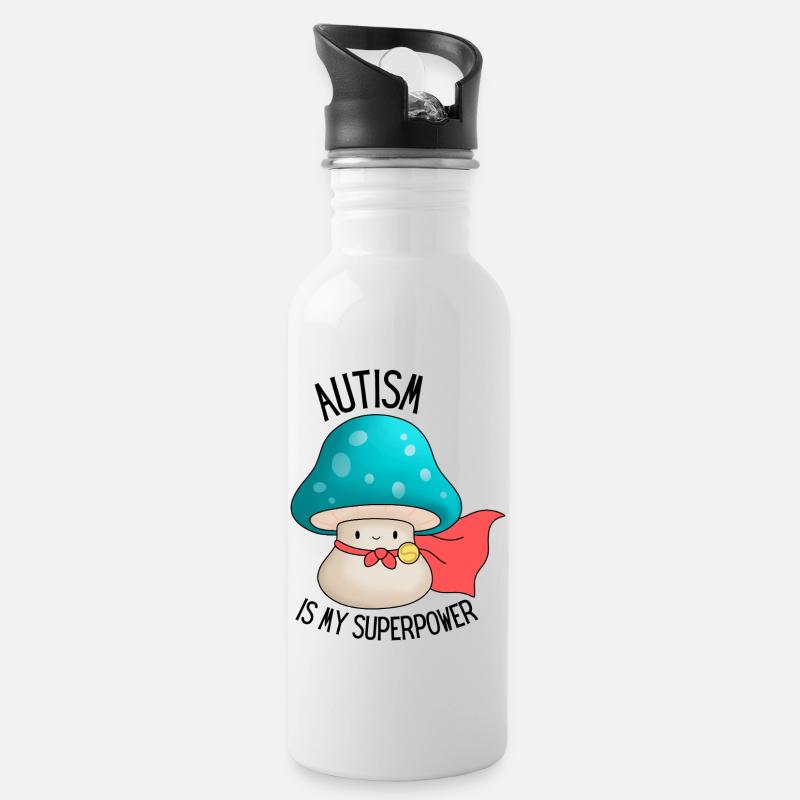 Autismus ist meine Superkraft neurospicy - Trinkflasche mit integriertem Trinkhalm - Weiß