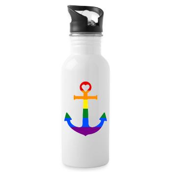 Regenbogenanker - Trinkflasche mit integriertem Trinkhalm - Weiß - Rechts