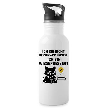 Besserwisser - Trinkflasche mit integriertem Trinkhalm - Weiß - Rechts