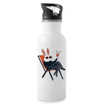 Beach Bunny – Chill Rabbit with Shades & Drink - Water bottle with straw - white - Right