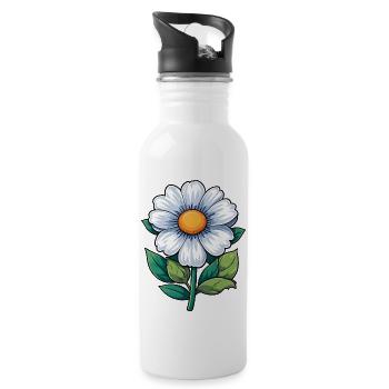 Kleine weiße Blume - Trinkflasche mit integriertem Trinkhalm - Weiß - Rechts