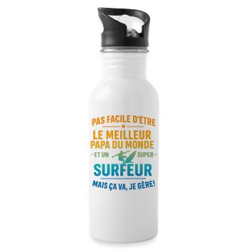 Papa surfeur cadeau fête des pères Noël Surf - Gourde avec paille intégrée - blanc - Droite