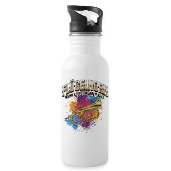 Flügelhorn - Wenn es gut werden soll - Blasmusik - Trinkflasche mit integriertem Trinkhalm - Weiß - Rechts