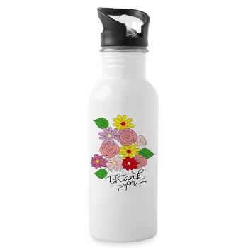 thank you - Trinkflasche mit integriertem Trinkhalm - Weiß - Rechts