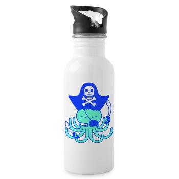Octopus Pirate Crew Captain Sailor Buccaneer Sail - Water bottle with straw - white - Right