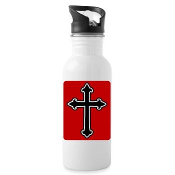 Symbole de la croix - Gourde avec paille intégrée - blanc - Droite