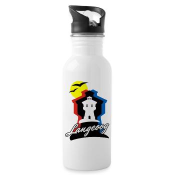 Langeoog Style mit Wasserturm - Trinkflasche mit integriertem Trinkhalm - Weiß - Rechts