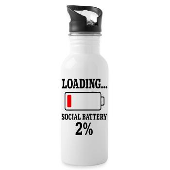 Loading Social Battery – Low Energy Funny Quote - Water bottle with straw - white - Right