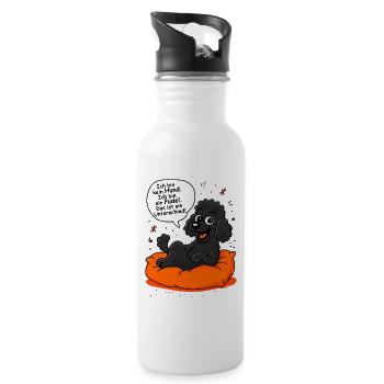 Ich bin kein Hund ich bin ein Pudel - das ist ein - Trinkflasche mit integriertem Trinkhalm - Weiß - Rechts