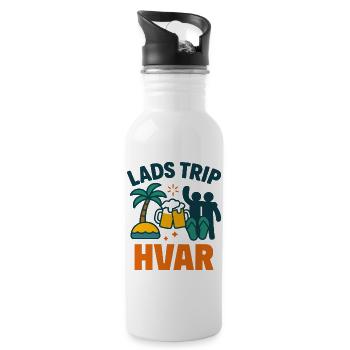 Lads Trip Hvar Party Shirt - Water bottle with straw - white - Right