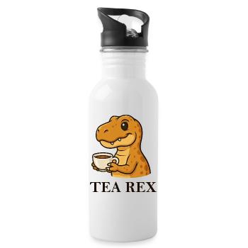 Tea Rex Dinosaur T-Shirt Tea Drinker Saying - Water bottle with straw - white - Right
