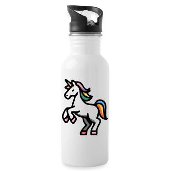 Minimales Regenbogen-Einhorn – Einfache Fantasy-Pferdekunst - Trinkflasche mit integriertem Trinkhalm - Weiß - Rechts