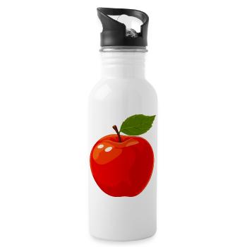 red apple - Water bottle with straw - white - Right
