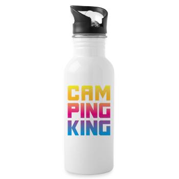 Camping King King Camper Chef Funny Sayings Fun - Water bottle with straw - white - Right