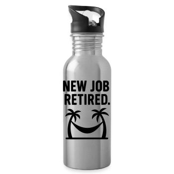 Cadeau de retraite Nouvel emploi Retraité - Gourde avec paille intégrée - argent clair - Droite