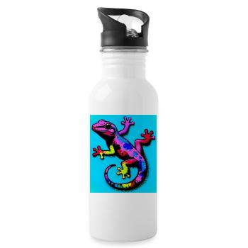 Gecko - Trinkflasche mit integriertem Trinkhalm - Weiß - Rechts