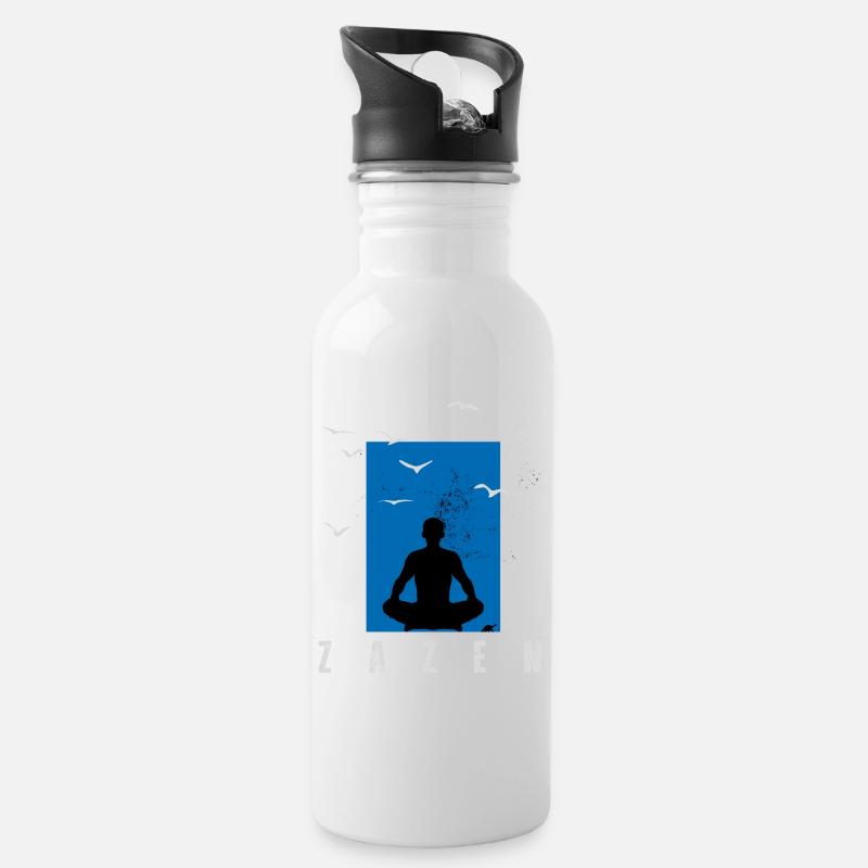 Zazen Meditation - Trinkflasche mit integriertem Trinkhalm - Weiß