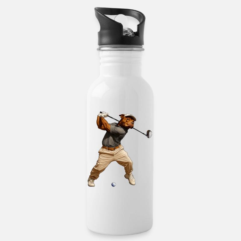 Pitbull Golfer - Water bottle with straw - white