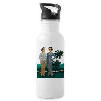 Orientalische Schönheit der Sundanesischen Kebaya, Indonesien - Trinkflasche mit integriertem Trinkhalm - Weiß - Rechts