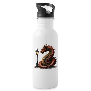 Dragon Steampunk avec lanterne - Gourde avec paille intégrée - blanc - Droite