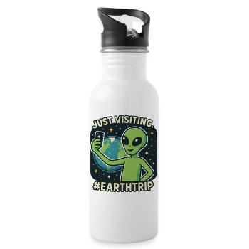 Alien Selfie with Earth - Water bottle with straw - white - Right
