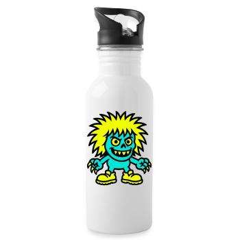 Monstre aux cheveux jaunes - Gourde avec paille intégrée - blanc - Droite