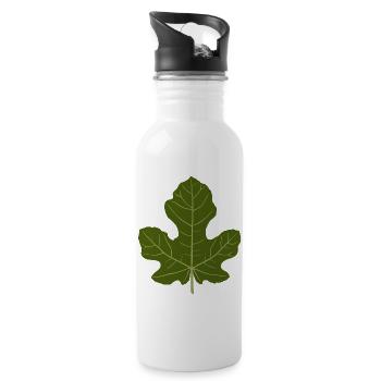 Fig Green Leaf Nature Design - Water bottle with straw - white - Right