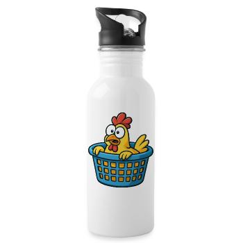 Impression de carton de poulet ludique - Gourde avec paille intégrée - blanc - Droite