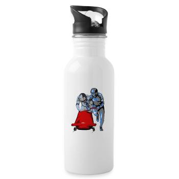 Bobsledder pushing at the start - Water bottle with straw - white - Right
