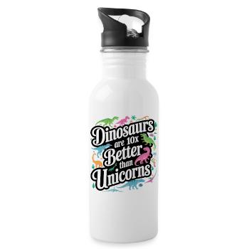 Dinosaurs Outshine Unicorns Brightly - Water bottle with straw - white - Right