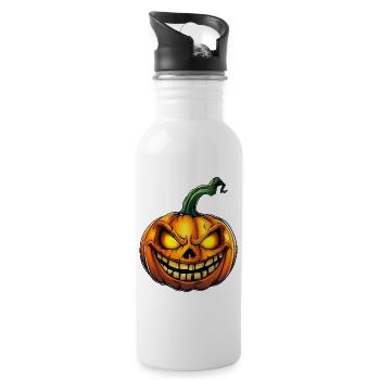 citrouille d’Halloween effrayante :) - Gourde avec paille intégrée - blanc - Droite