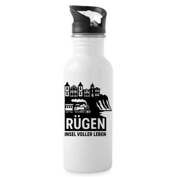 Rügen Island full of life - Water bottle with straw - white - Right