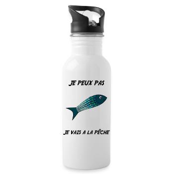PÊCHE. RETRAITE. RETRAITE. RETRAITEE - Gourde avec paille intégrée - blanc - Droite