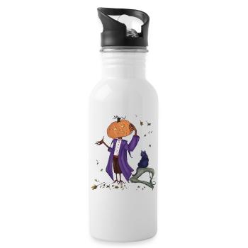 Dashing pumpkin in Purple Coat - Water bottle with straw - white - Right