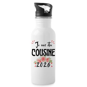 I want to be a cousin, Pregnancy announcement - Water bottle with straw - white - Right