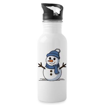 Schneemann Winterzauber - Trinkflasche mit integriertem Trinkhalm - Weiß - Rechts