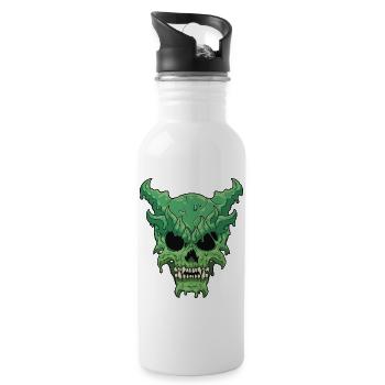 Dripping Green Demon Skull - Water bottle with straw - white - Right