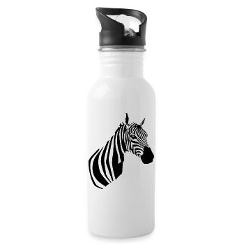 Zebra T-shirt - Trinkflasche mit integriertem Trinkhalm - Weiß - Rechts