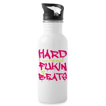 Hard Fukin Beats Graffiti Tee - Trinkflasche mit integriertem Trinkhalm - Weiß - Rechts