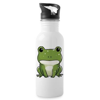 Cute Frog for Kids Birthday - Water bottle with straw - white - Right