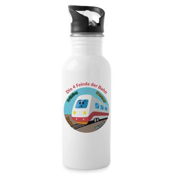 Die Bahn und die Jahreszeiten... - Trinkflasche mit integriertem Trinkhalm - Weiß - Rechts
